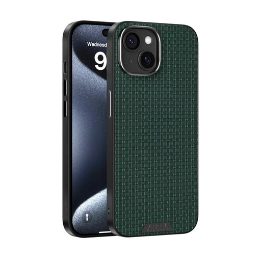 For iPhone 15 Plus ABEEL Ruyi Pattern 6D Micro Relief MagSafe Leather Phone Case(Green) - BaskiFit