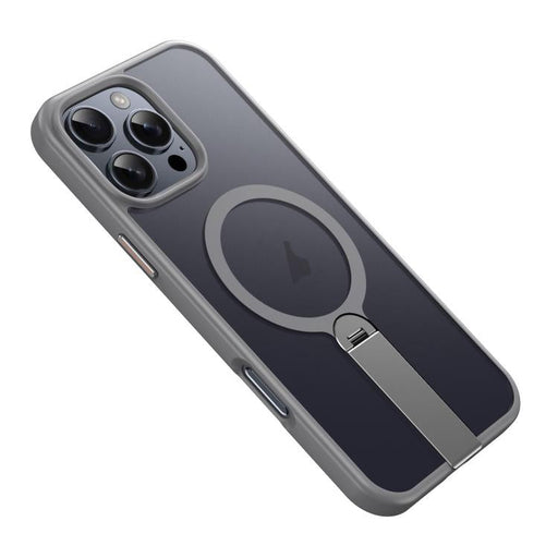 For iPhone 16 Pro Max Rotating Bar Holder Magnetic MagSafe Phone Case(Grey) - BaskiFit