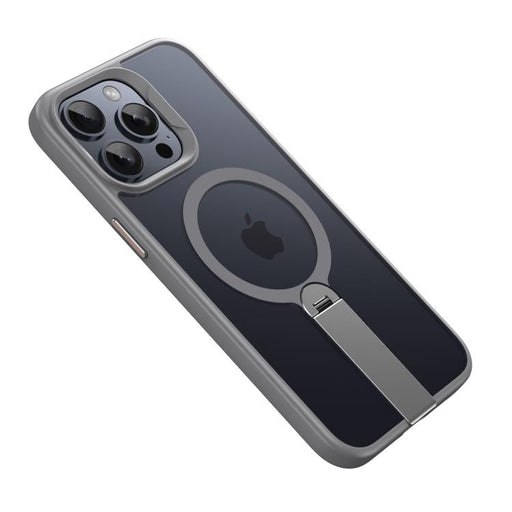 For iPhone 15 Pro Max Rotating Bar Holder Magnetic MagSafe Phone Case(Grey) - BaskiFit