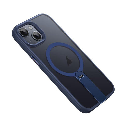 For iPhone 14 Plus Rotating Bar Holder Magnetic MagSafe Phone Case(Blue)