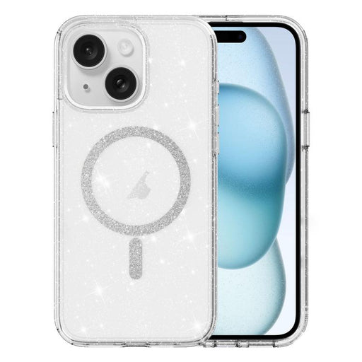 For iPhone 15 Plus Clear Glitter Powder MagSafe Phone Case(Transparent) - BaskiFit