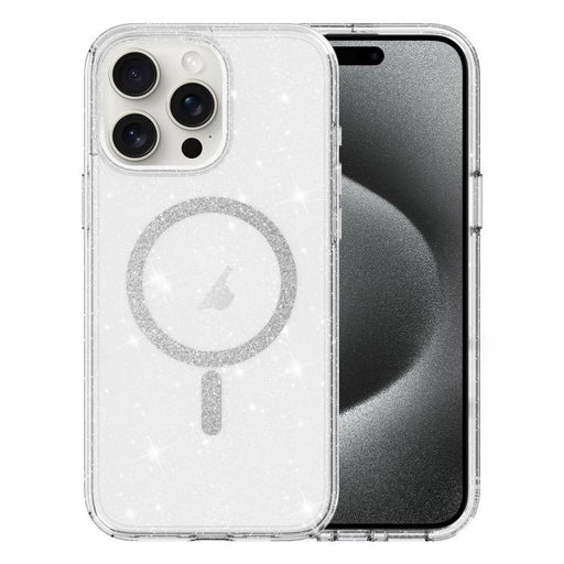 For iPhone 15 Pro Clear Glitter Powder MagSafe Phone Case(Transparent) - BaskiFit