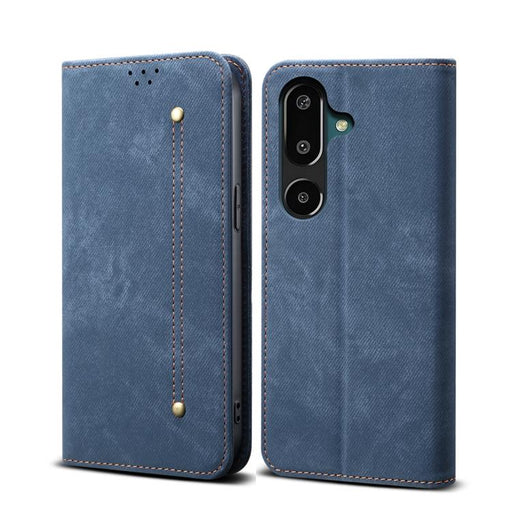 For Samsung Galaxy F16 5G Global Denim Texture Casual Style Horizontal Flip Leather Case(Blue)