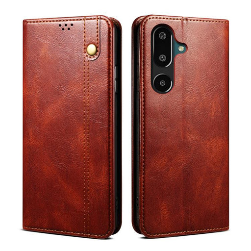 For Samsung Galaxy F16 5G Global Oil Wax Crazy Horse Texture Leather Phone Case(Brown)