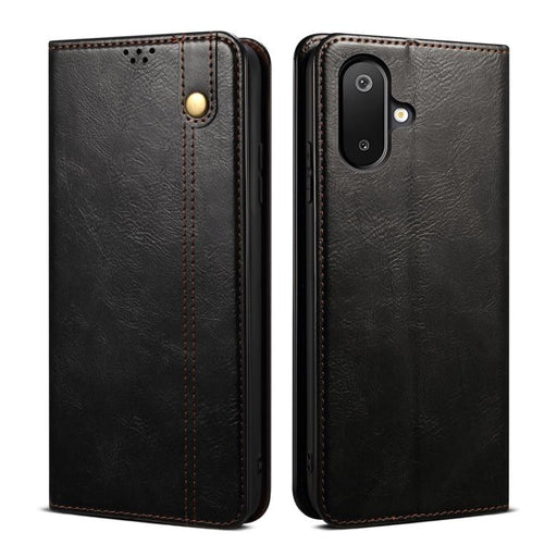 For Samsung Galaxy F06 5G Global / M06 5G Oil Wax Crazy Horse Texture Leather Phone Case(Black)