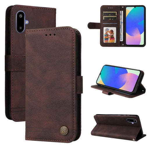 For Samsung Galaxy F06 5G / M06 5G Skin Feel Life Tree Metal Button Leather Phone Case(Brown)