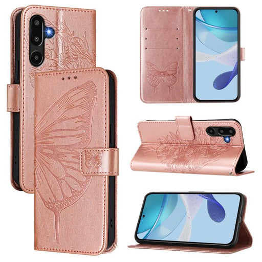 For Samsung Galaxy F16 5G Global Embossed Butterfly Leather Phone Case(Rose Gold)