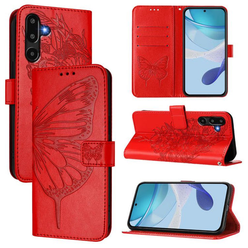 For Samsung Galaxy F16 5G Global Embossed Butterfly Leather Phone Case(Red)