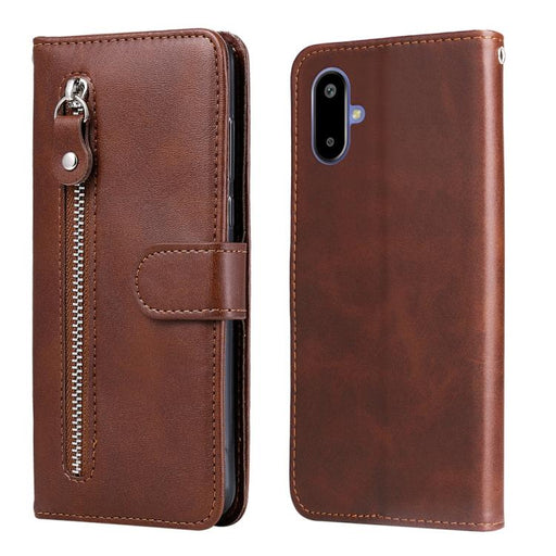 For Samsung Galaxy F06 5G / M06 5G Fashion Calf Texture Zipper Leather Phone Case(Brown)