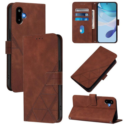 For Samsung Galaxy F06 5G / M06 5G Crossbody 3D Embossed Flip Leather Phone Case(Brown)