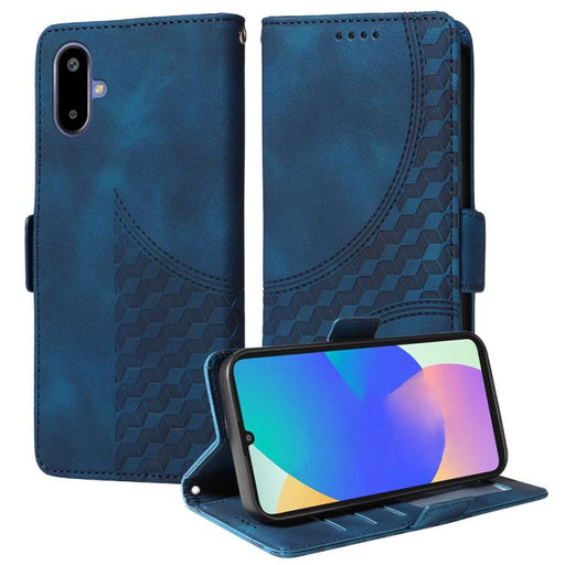 For Samsung Galaxy F06 5G / M06 5G Embossed Rhombus Starry Leather Phone Case(Blue)