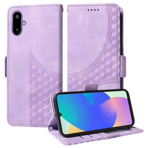 For Samsung Galaxy F06 5G / M06 5G Embossed Rhombus Starry Leather Phone Case(Purple)