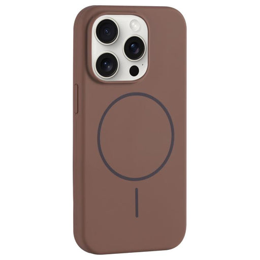 For iPhone 15 Pro Max Large Hole Camera MagSafe Liquid Silicone Full Coverage Phone Case(Brown) - BaskiFit