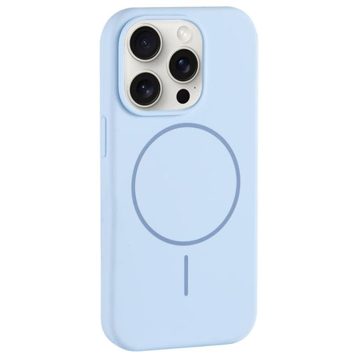 For iPhone 15 Pro Max Large Hole Camera MagSafe Liquid Silicone Full Coverage Phone Case(Blue) - BaskiFit