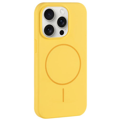 For iPhone 15 Pro Max Large Hole Camera MagSafe Liquid Silicone Full Coverage Phone Case(Creamy) - BaskiFit