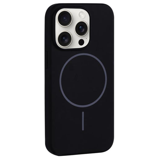 For iPhone 15 Pro Large Hole Camera MagSafe Liquid Silicone Full Coverage Phone Case(Black) - BaskiFit
