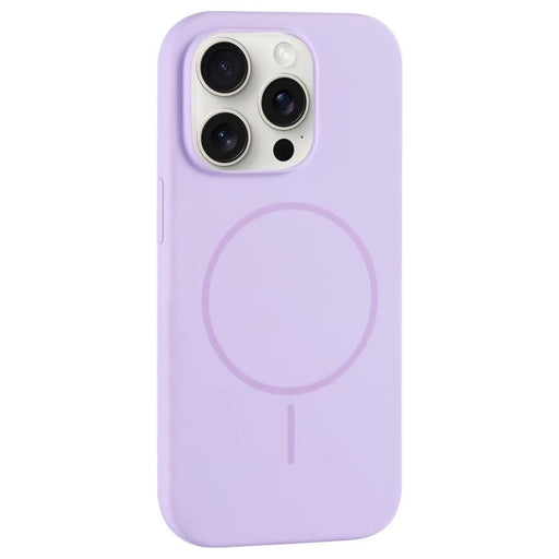 For iPhone 15 Pro Large Hole Camera MagSafe Liquid Silicone Full Coverage Phone Case(Purple) - BaskiFit