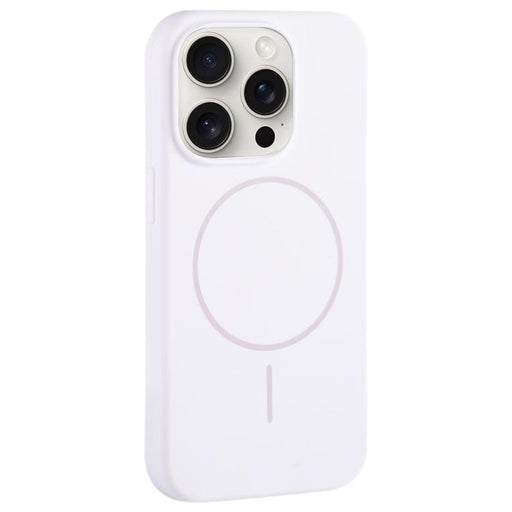 For iPhone 15 Pro Large Hole Camera MagSafe Liquid Silicone Full Coverage Phone Case(White) - BaskiFit