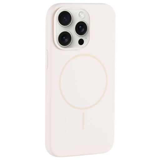 For iPhone 15 Pro Large Hole Camera MagSafe Liquid Silicone Full Coverage Phone Case(Antique White) - BaskiFit