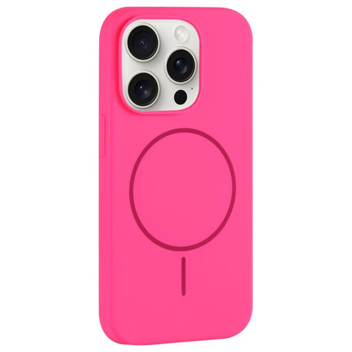 For iPhone 15 Pro Large Hole Camera MagSafe Liquid Silicone Full Coverage Phone Case(Rose Red) - BaskiFit