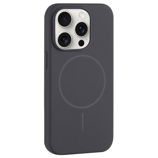 For iPhone 15 Pro Large Hole Camera MagSafe Liquid Silicone Full Coverage Phone Case(Carbon Gray Black) - BaskiFit