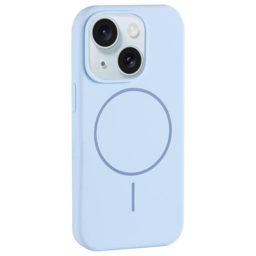 For iPhone 15 Large Hole Camera MagSafe Liquid Silicone Full Coverage Phone Case(Blue) - BaskiFit