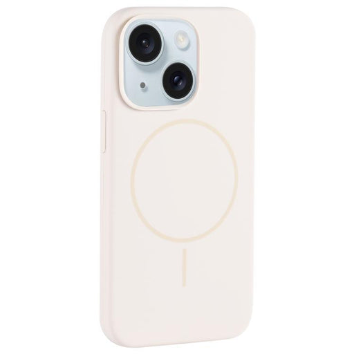 For iPhone 15 Large Hole Camera MagSafe Liquid Silicone Full Coverage Phone Case(Antique White) - BaskiFit