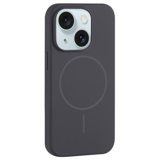 For iPhone 15 Large Hole Camera MagSafe Liquid Silicone Full Coverage Phone Case(Carbon Gray Black) - BaskiFit