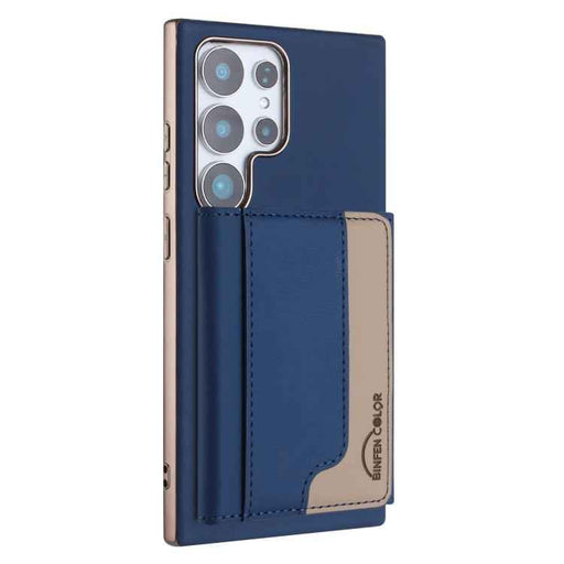 For Samsung Galaxy S25 Ultra 5G Colour Matching Horizontal Magnetic Card Bag RFID MagSafe Phone Case(Dark Blue)