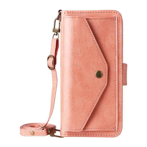 For iPhone 16e Multi-card Slots Crossbody Cowhide Leather Phone Case(Pink)