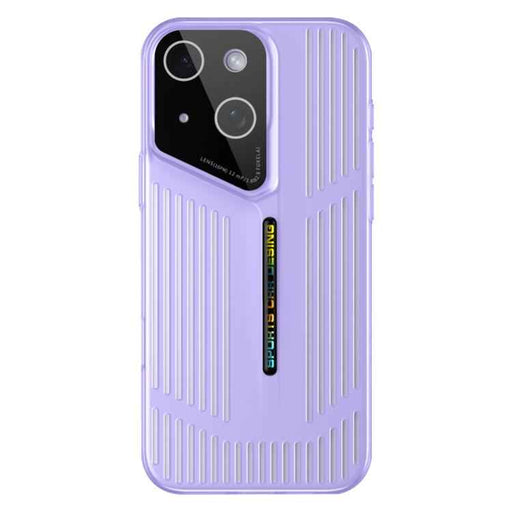 For iPhone 15 Cooling Frosted Translucent Hollow Heat Dissipation Phone Case(Purple)