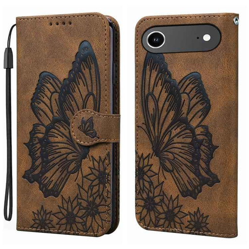 For iPhone 17 Air Retro Skin Feel Butterflies Embossing Horizontal Flip Leather Phone Case(Brown)