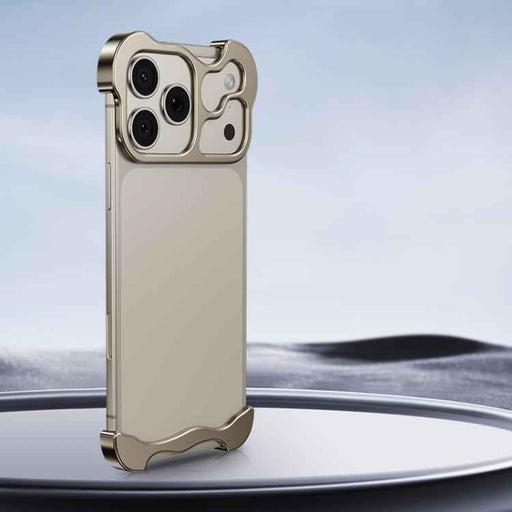 For iPhone 17 Pro Max Frameless Metal Corner Pad Phone Case with Lens Film(Titanium)