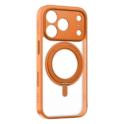 For iPhone 17 Pro Max MOMAX Magsafe Magnetic Metal Rotating Holder Phone Case(Orange)