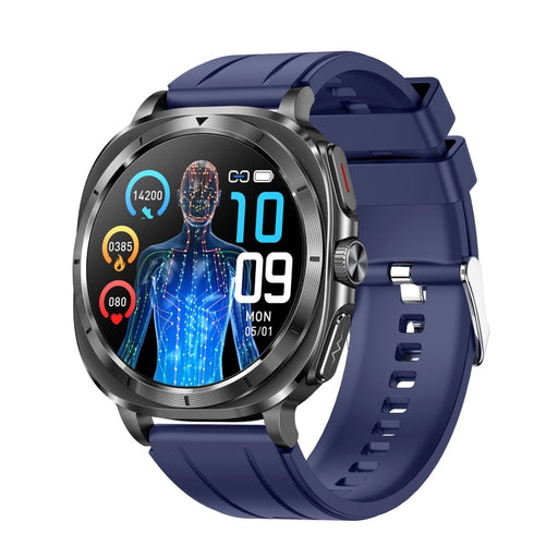 ET492 1.43 inch AMOLED Screen Silicone Strap Smart Watch Supports ECG/Blood Sugar Monitoring(Blue) PhonoClean