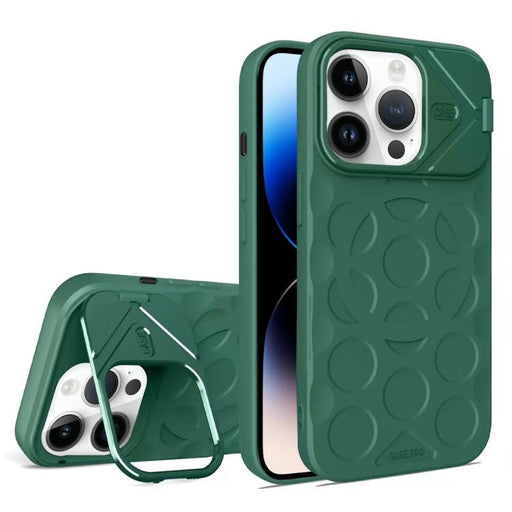 For iPhone 14 Pro Lens Frame Holder MagSafe PC Hybrid TPU Phone Case(Deep Green) PhonoClean
