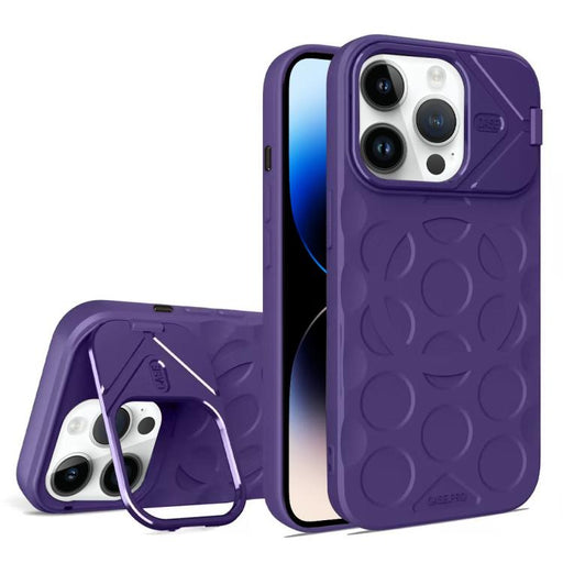 For iPhone 14 Pro Lens Frame Holder MagSafe PC Hybrid TPU Phone Case(Purple) PhonoClean