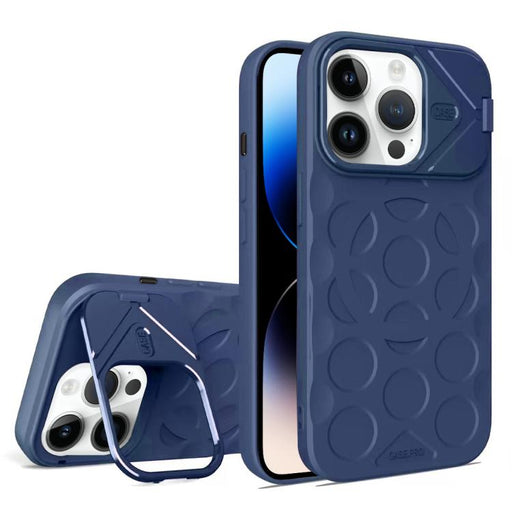 For iPhone 14 Pro Max Lens Frame Holder MagSafe PC Hybrid TPU Phone Case(Royal Blue) PhonoClean