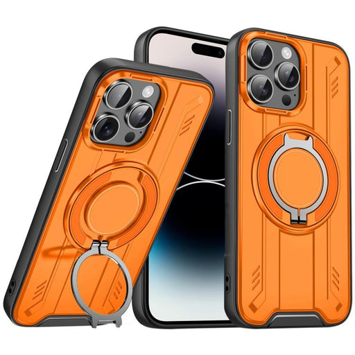 For iPhone 14 Pro Rotating Ring Holder Magnetic MagSafe Phone Case(Orange) PhonoClean