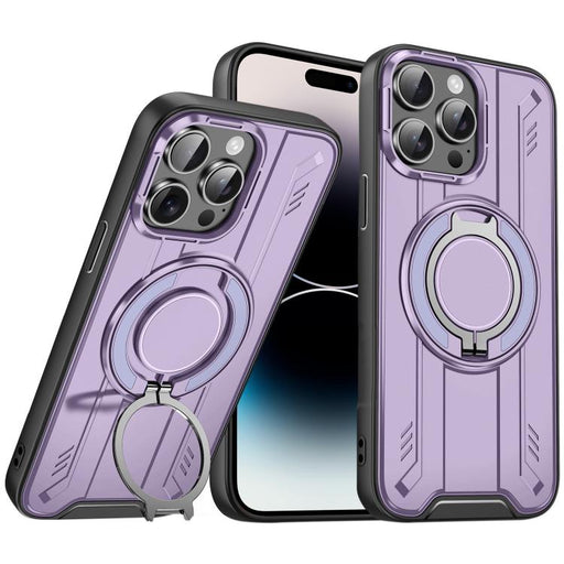 For iPhone 14 Pro Rotating Ring Holder Magnetic MagSafe Phone Case(Purple) PhonoClean