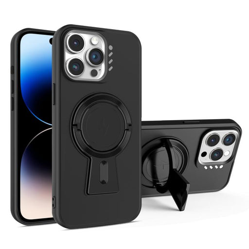 For iPhone 14 Pro Y-shape Holder MagSafe Rugged Shockproof Phone Case(Black) PhonoClean