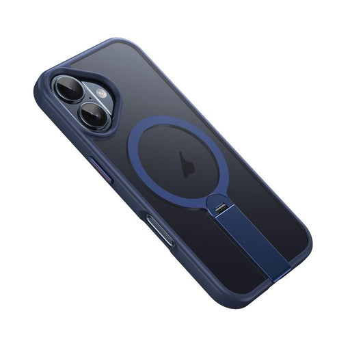 For iPhone 16 Rotating Bar Holder Magnetic MagSafe Phone Case(Blue) PhonoClean