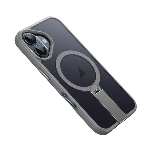 For iPhone 16 Rotating Bar Holder Magnetic MagSafe Phone Case(Grey) PhonoClean