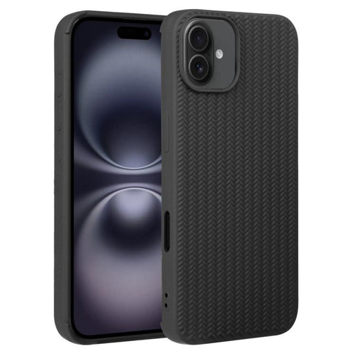 For iPhone 16 Weave Texture Silicone Phone Case(Black) PhonoClean