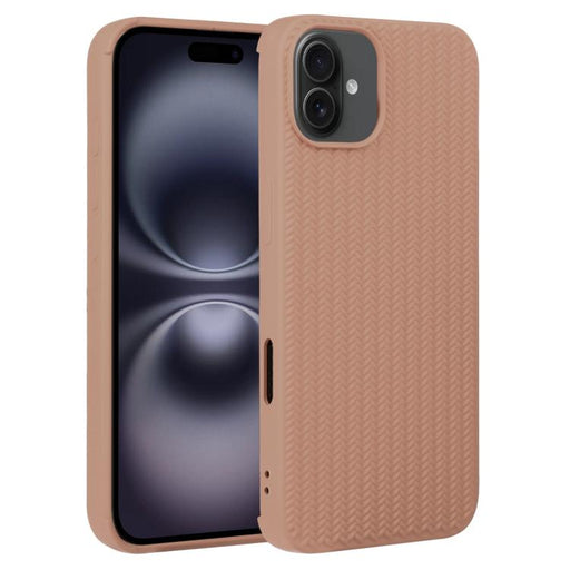 For iPhone 16 Weave Texture Silicone Phone Case(Brown) PhonoClean