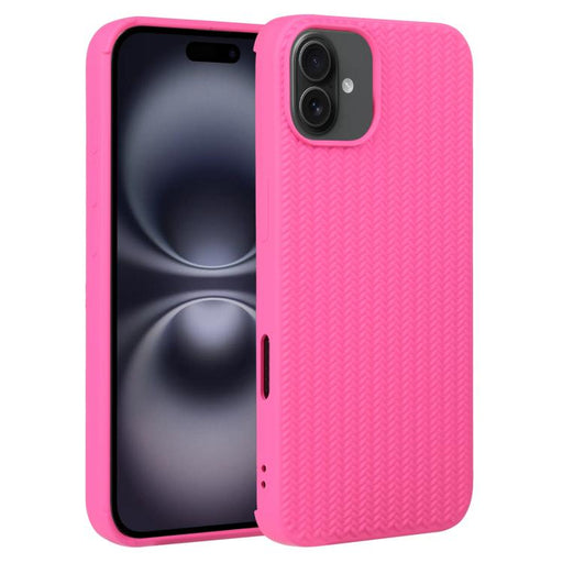For iPhone 16 Weave Texture Silicone Phone Case(Rose Red) PhonoClean