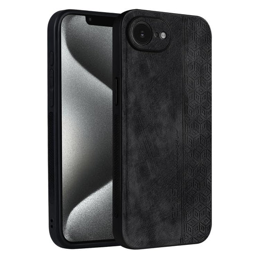 For iPhone 16e AZNS 3D Embossed Skin Feel Phone Case(Black) PhonoClean