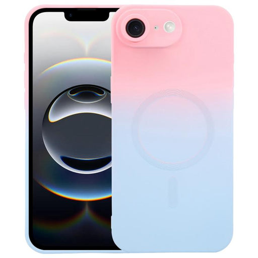 For iPhone 16e Liquid TPU Silicone Gradient MagSafe Phone Case(Pink Blue) PhonoClean
