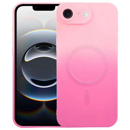 For iPhone 16e Liquid TPU Silicone Gradient MagSafe Phone Case(Pink Red) PhonoClean