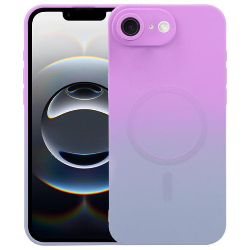 For iPhone 16e Liquid TPU Silicone Gradient MagSafe Phone Case(Purple) PhonoClean